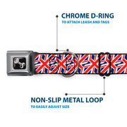 Dog Bone Seatbelt Buckle Collar - United Kingdom Flags Diagonal