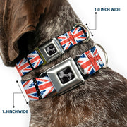 Dog Bone Seatbelt Buckle Collar - United Kingdom Flags Weathered