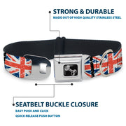 Dog Bone Seatbelt Buckle Collar - United Kingdom Flags Weathered