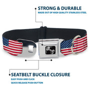 Dog Bone Seatbelt Buckle Collar - United States Flags