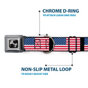 Dog Bone Seatbelt Buckle Collar - United States Flags