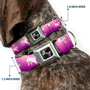 Dog Bone Seatbelt Buckle Collar - Unicorn Sparkles Purple/Pink