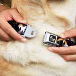 Dog Bone Seatbelt Buckle Collar - Unicorns/Rainbows/Stars Black