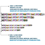 Dog Bone Seatbelt Buckle Collar - Unicorns in Rainbows w/Sparkles/Purple