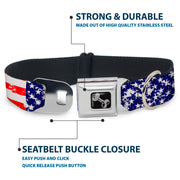 Dog Bone Seatbelt Buckle Collar - United States Flags CLOSE-UP Weathered