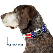 Dog Bone Seatbelt Buckle Collar - United States Flags CLOSE-UP Weathered
