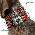 Load image into Gallery viewer, Dog Bone Black/Silver Seatbelt Buckle Collar - United Kingdom Flags Vintage Black
