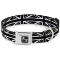 Load image into Gallery viewer, Dog Bone Seatbelt Buckle Collar - Union Jack Distressed Black/White
