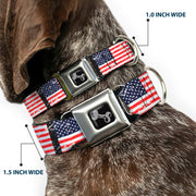 Dog Bone Seatbelt Buckle Collar - United States Flags Weathered/Black