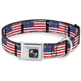 Load image into Gallery viewer, Dog Bone Seatbelt Buckle Collar - United States Flags Weathered/Black
