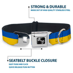 Dog Bone Black/Silver Seatbelt Buckle Collar - Ukraine Flag Continuous