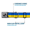 Load image into Gallery viewer, Dog Bone Black/Silver Seatbelt Buckle Collar - Ukraine Flag Continuous
