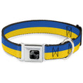 Load image into Gallery viewer, Dog Bone Black/Silver Seatbelt Buckle Collar - Ukraine Flag Continuous
