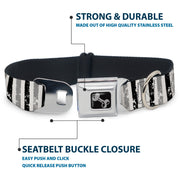 Dog Bone Seatbelt Buckle Collar - Vertical Stripes White/Black/Gray