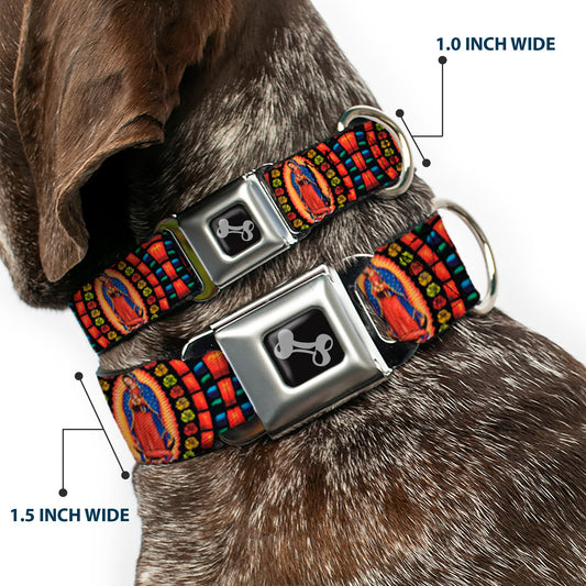 Dog Bone Seatbelt Buckle Collar - Virgen de Guadalupe