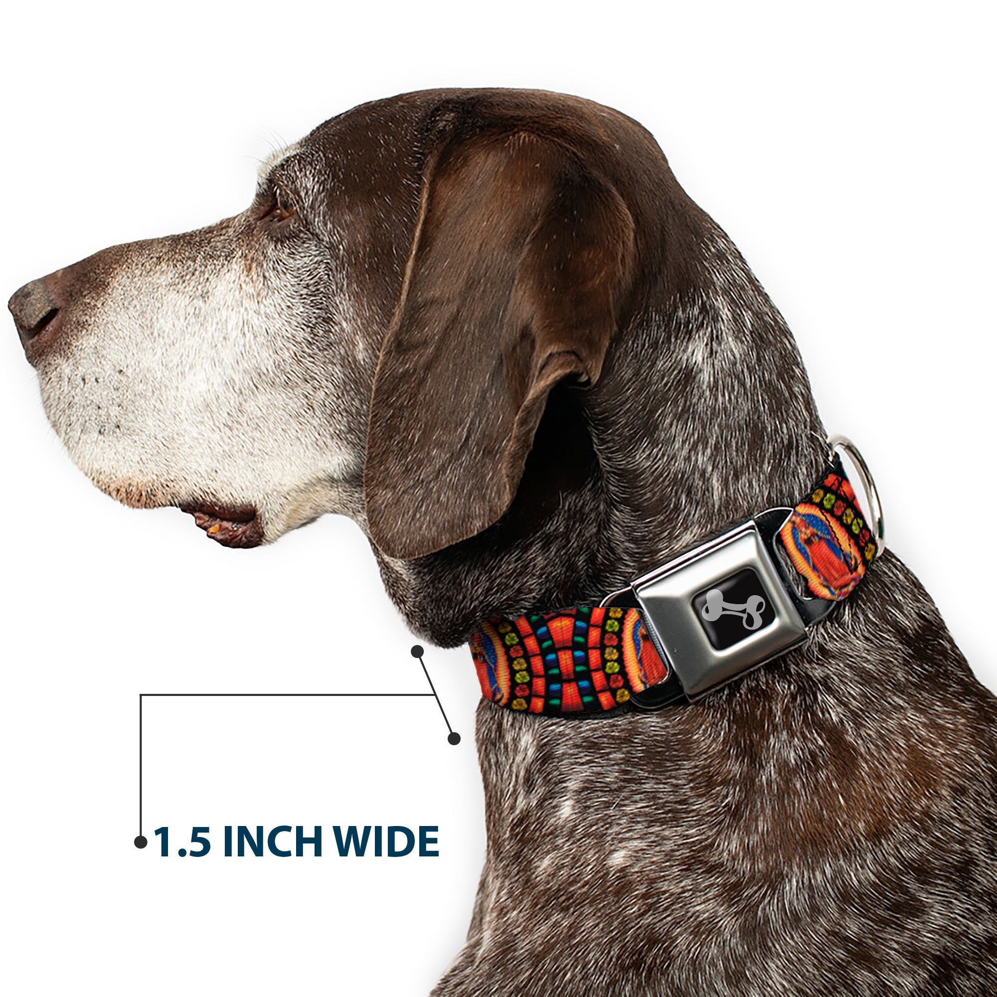 Dog Bone Seatbelt Buckle Collar - Virgen de Guadalupe