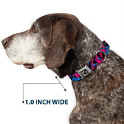 Dog Bone Seatbelt Buckle Collar - Voodoo Black/Pink/Blue