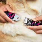 Dog Bone Seatbelt Buckle Collar - Voodoo Black/Pink/Blue