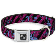 Dog Bone Seatbelt Buckle Collar - Voodoo Black/Pink/Blue
