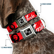 Dog Bone Seatbelt Buckle Collar - VIVA LA REVOLUCION Che w/fmln Red