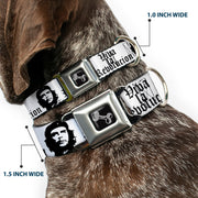 Dog Bone Seatbelt Buckle Collar - VIVA LA REVOLUCION Che White/Black
