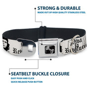 Dog Bone Seatbelt Buckle Collar - VIVA LA REVOLUCION Che White/Black