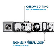 Dog Bone Seatbelt Buckle Collar - VIVA LA REVOLUCION Che White/Black