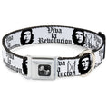 Load image into Gallery viewer, Dog Bone Seatbelt Buckle Collar - VIVA LA REVOLUCION Che White/Black

