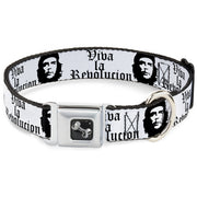 Dog Bone Seatbelt Buckle Collar - VIVA LA REVOLUCION Che White/Black
