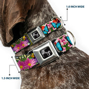 Dog Bone Seatbelt Buckle Collar - Vivid Butterfly Garden