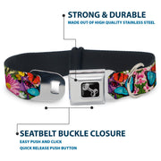 Dog Bone Seatbelt Buckle Collar - Vivid Butterfly Garden