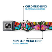 Dog Bone Seatbelt Buckle Collar - Vivid Butterfly Garden