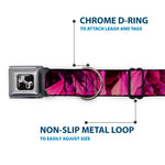 Dog Bone Seatbelt Buckle Collar - Vivid Floral Collage Pinks