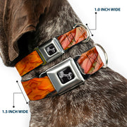 Dog Bone Seatbelt Buckle Collar - Vivid Floral Collage Orange-Pinks