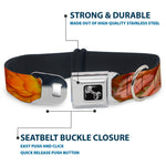Dog Bone Seatbelt Buckle Collar - Vivid Floral Collage Orange-Pinks