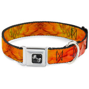 Dog Bone Seatbelt Buckle Collar - Vivid Floral Collage Orange-Pinks