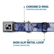 Dog Bone Seatbelt Buckle Collar - Vivid Floral Collage2 Blues