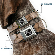 Dog Bone Seatbelt Buckle Collar - Vivid Floral Collage2 Sepia