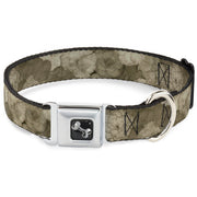 Dog Bone Seatbelt Buckle Collar - Vivid Floral Collage2 Sepia
