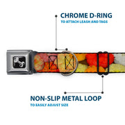 Dog Bone Seatbelt Buckle Collar - Vivid Floral Collage2 Yellows/Pinks/Oranges