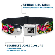 Dog Bone Seatbelt Buckle Collar - Vivid Monarch Butterfly Garden