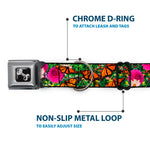 Dog Bone Seatbelt Buckle Collar - Vivid Monarch Butterfly Garden