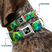 Dog Bone Seatbelt Buckle Collar - Vivid Hummingbird Garden