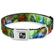 Dog Bone Seatbelt Buckle Collar - Vivid Hummingbird Garden