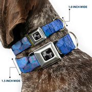 Dog Bone Seatbelt Buckle Collar - Vivid Floral Collage3 Blues/Purples