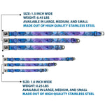Dog Bone Seatbelt Buckle Collar - Vivid Floral Collage3 Blues/Purples