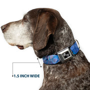 Dog Bone Seatbelt Buckle Collar - Vivid Floral Collage3 Blues/Purples