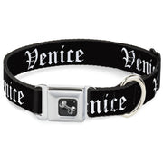 Dog Bone Seatbelt Buckle Collar - VENICE Old English Black/White