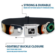 Dog Bone Seatbelt Buckle Collar - Vivid Blue Eyeball Black