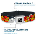 Load image into Gallery viewer, Dog Bone Black/Silver Seatbelt Buckle Collar - Vivid Candy Corn Stacked
